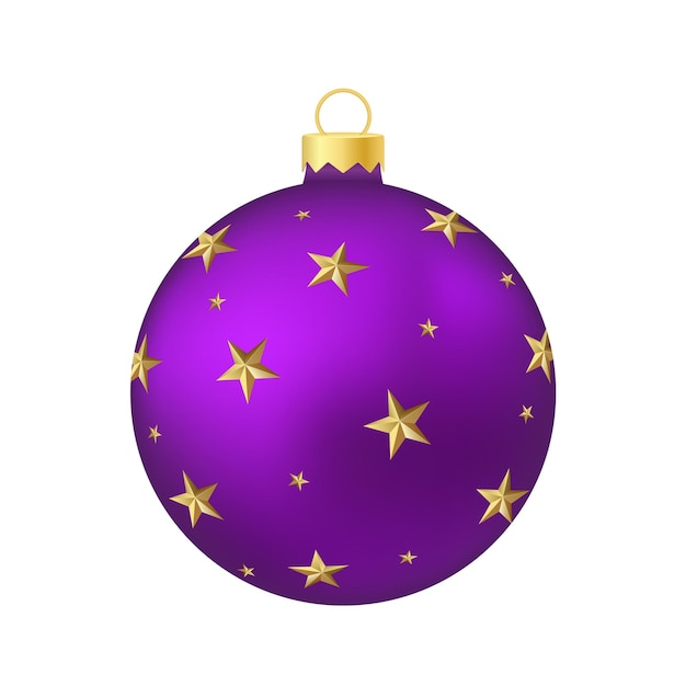 Purple violet Christmas tree toy or ball Volumetric and realistic color illustration