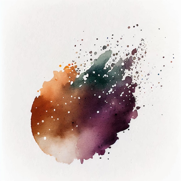 Purple violet orange and green watercolor textured stains Aquarelle vector illustration