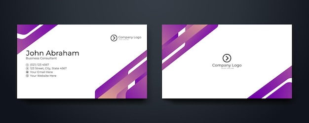 Vector purple violet and white modern simple abstract business card template