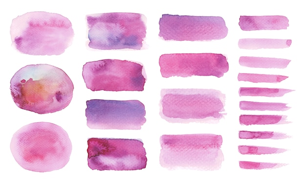 Purple watercolor brush brush set isolated