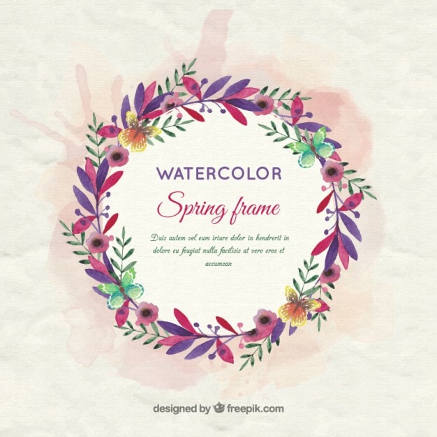 Purple watercolor floral wreath