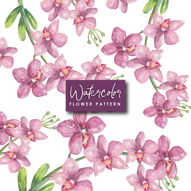 Vector purple watercolor flowers seamless pattern