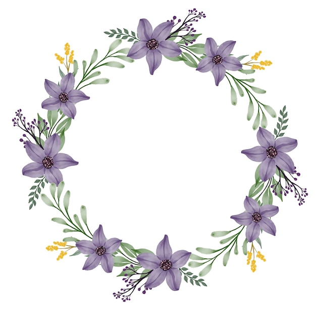 Purple watercolor wreath for greeting