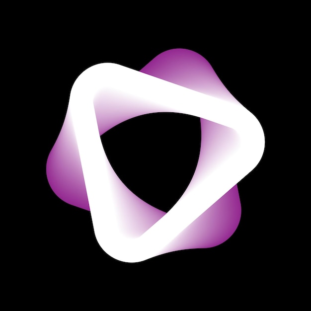 Purple and white blend triangle on a black background vector. Blending light triangular graphic.