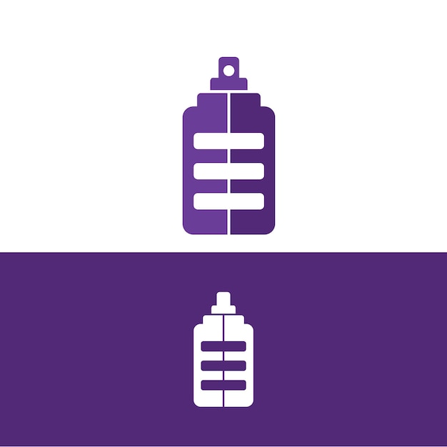 A purple and white bottle that says " drink " on the front.