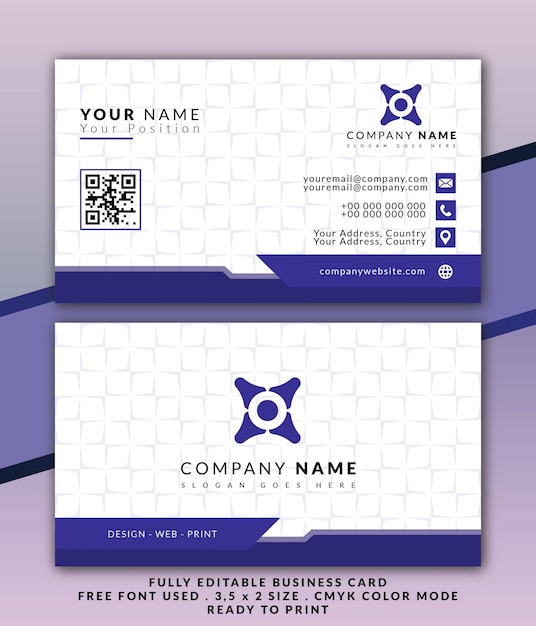 Purple and white business card design template