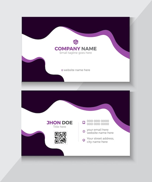 Vector purple and white business card with a logo for a company called hh dor.