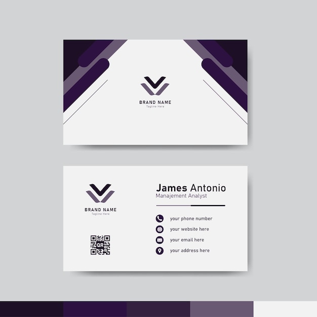 Purple and white business identity card template concept