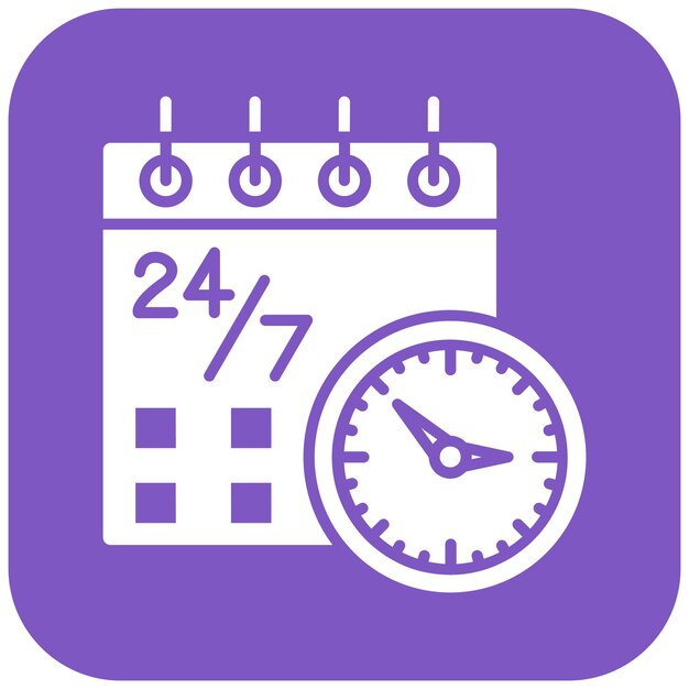 紫と白のカレンダーに時計が付いており時間は12時です