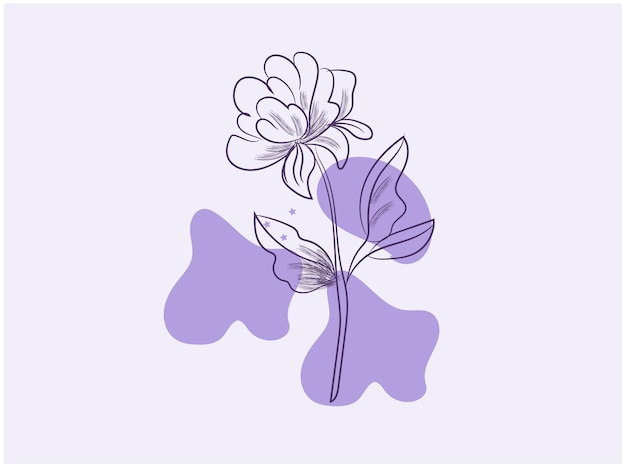 Vector a purple and white flower drawing with a purple flower on the bottom