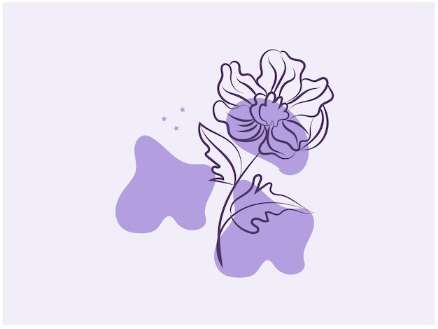 purple and white flower drawing with purple and white petals and a purple flower