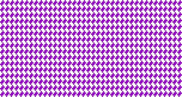 Фиолетовый и белый клетчатый текстурированный фон. бесшовный и повторяющийся рисунок собачьих лап.