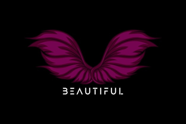 Purple wings with the word beautiful on the bottom