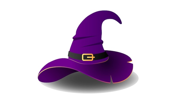 Purple witch hat with strap and shadow