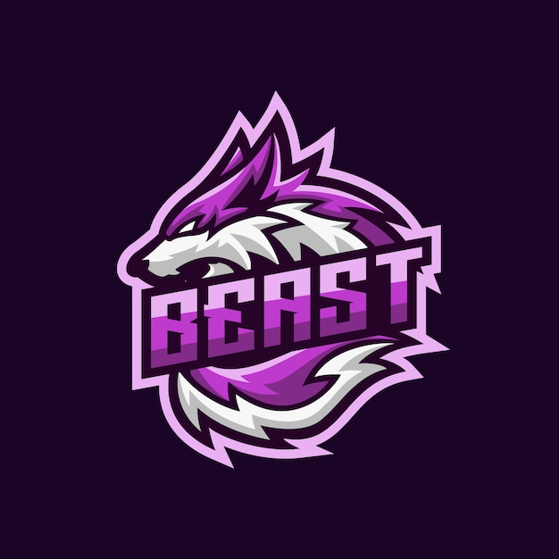 Vector purple wolf esport mascot