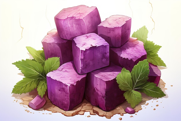 Vector purple yams on isolated white background