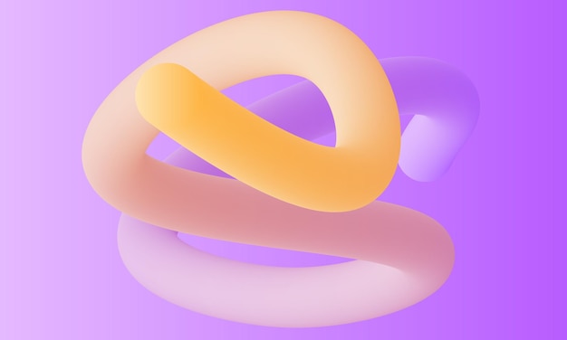 보라색과 노란색 유체 3d 모양 배경