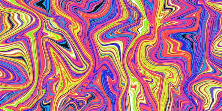 Vector purple and yellow psychedelic seamless marble pattern with hallucination swirls