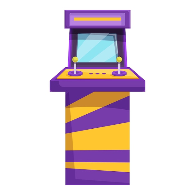 紫と黄色のレトロアーケードゲーム 縦に立つ