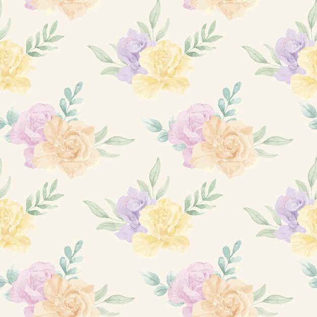 purple and yellow rose watercolor flower seamless
pattern