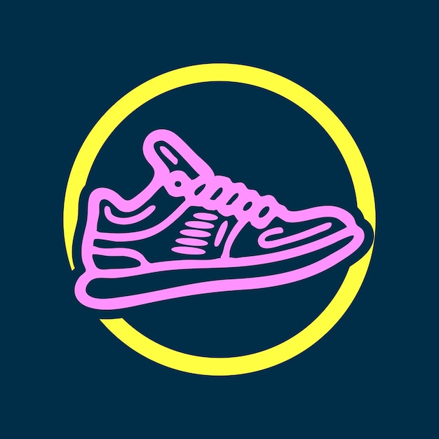 Логотип фиолетовой и желтой кроссовки Элемент иконы Яркий и стильный дизайн