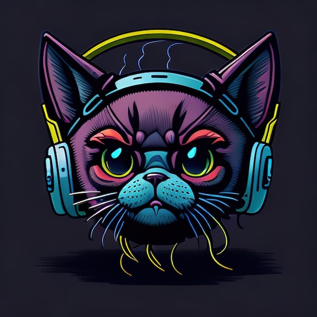 Purrfectly Feline Expressive Cat Head Vector voor trendy T-shirt ontwerpen