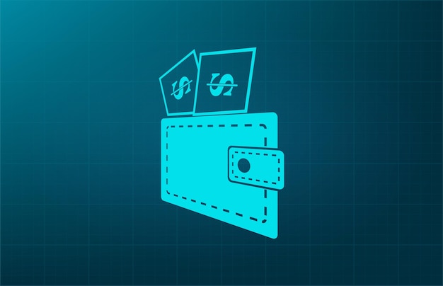Purse finance symbol Vector illustration on blue background Eps 10