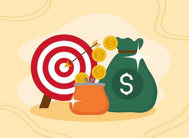 Purse and target money icons