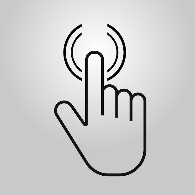 Click With Hand Cursor Icon Sticker On Gray Background Stock Illustration -  Download Image Now - iStock