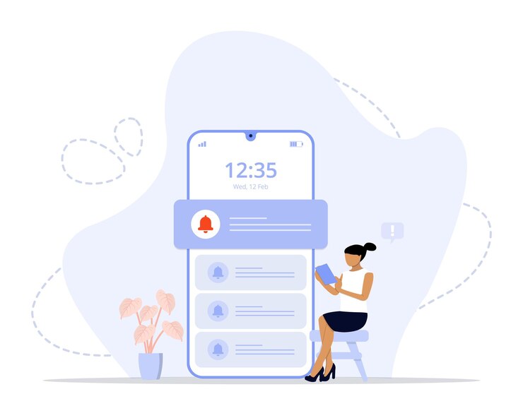 Vector push notifications concept illustration