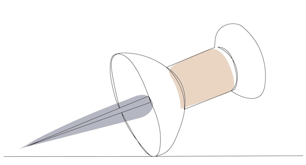 Рисование канцелярской кнопки одним вектором эскиза непрерывной линии