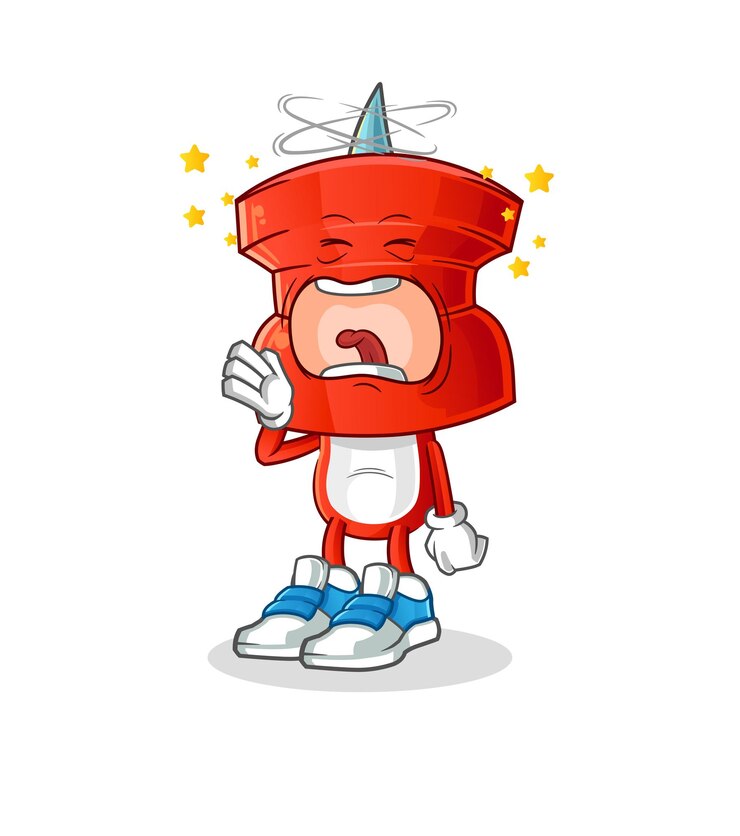 Vector push pin head cartoon yawn character cartoon mascot vector