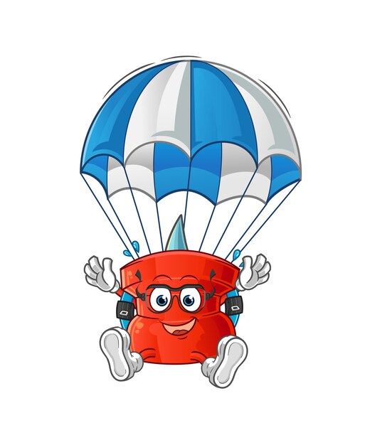 Push pin parachutespringen karakter. cartoon mascotte
