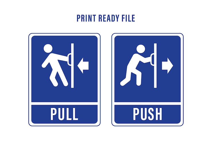 Vector push and pull sign template vector door sign