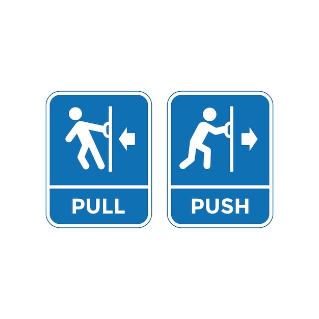 push and pull sign template vector door sign