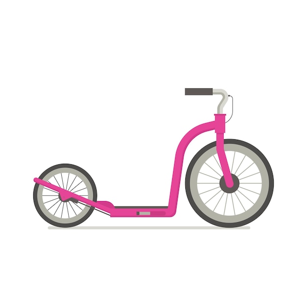 Vector push scooter illustration balance kick bike in pink color isolated on white background