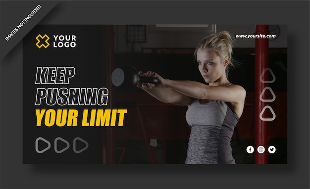 Vector pushing your limit fitness center banner template