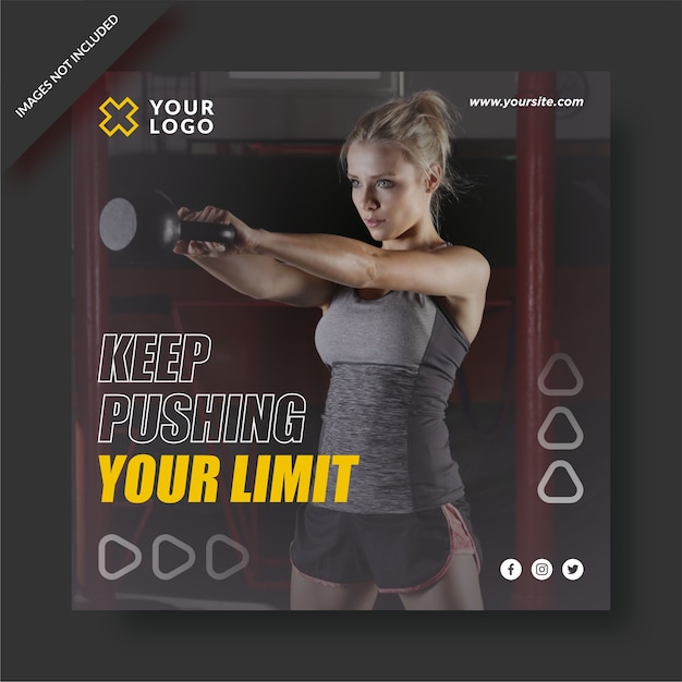 Pushing your limit fitness center instagram template