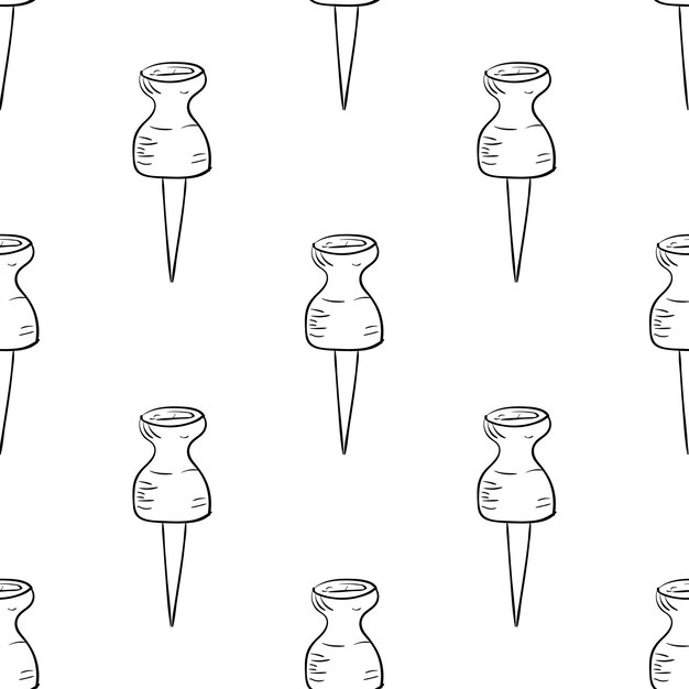 Pushpin hand drawn sketch. seamless pattern.