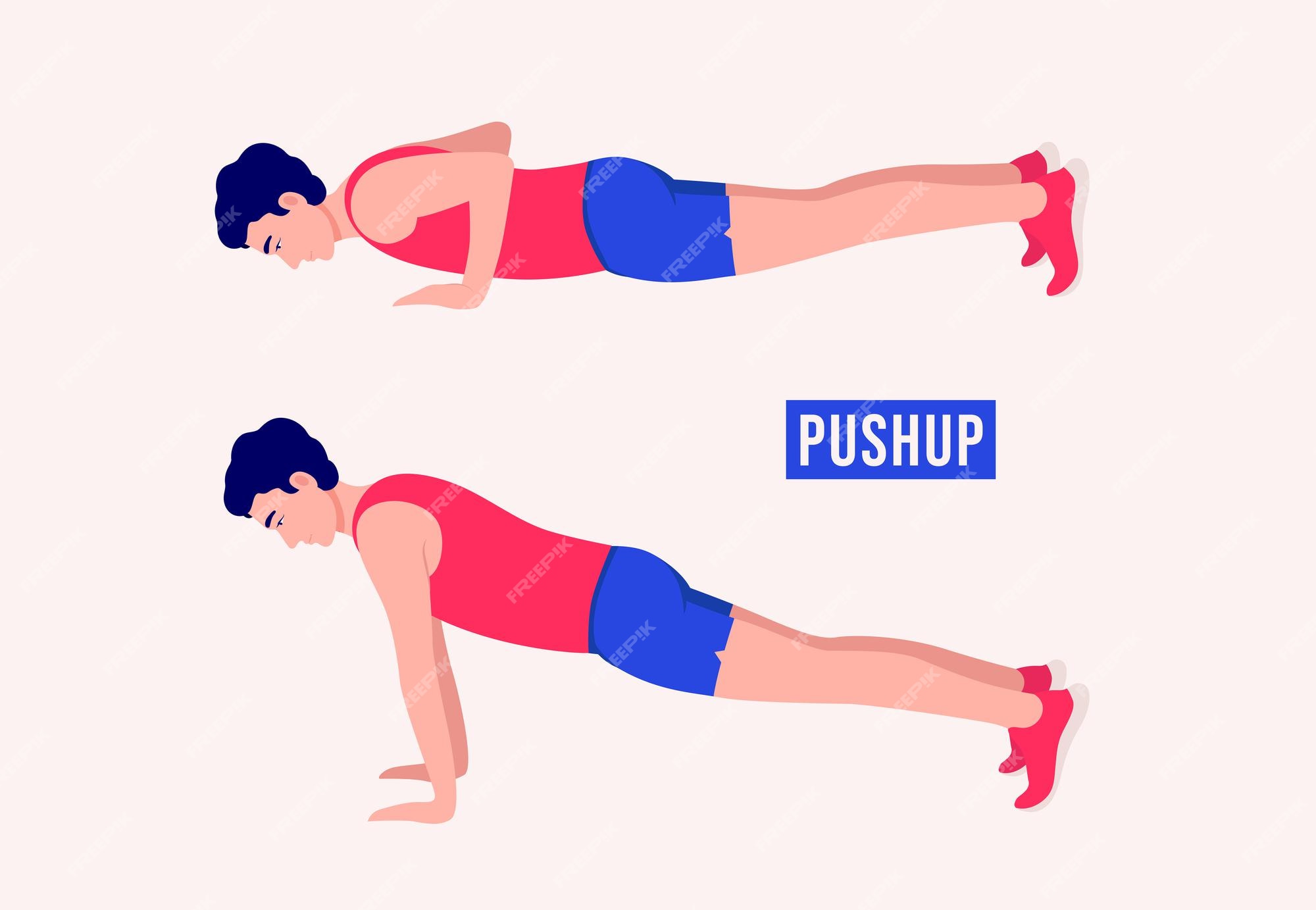 Binnenshuis bereiden Asser Pushup oefening mannen workout fitness aerobic en oefeningen | Premium  Vector