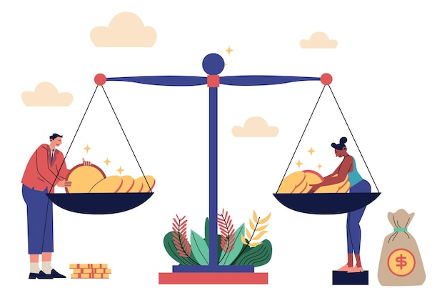 put coins into scales for money balance