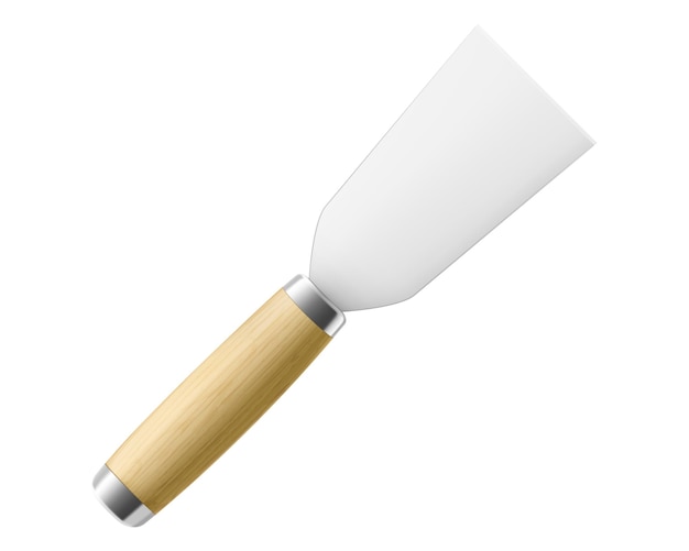 Putty knife isolated on a white background plaster spatula with stainless steel blade