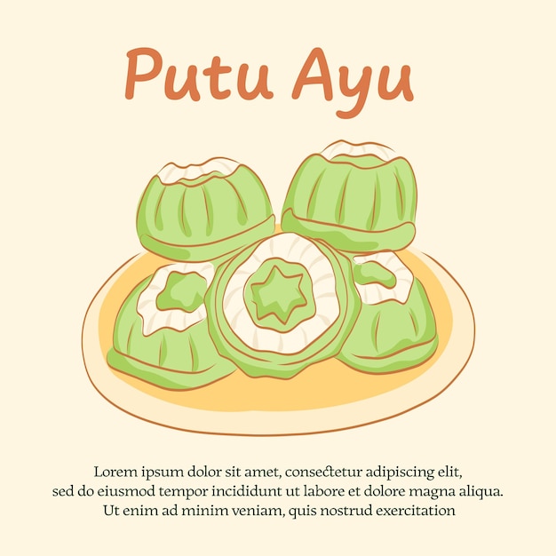 Vector putu ayu hand drawn indonesian traditional food illustration