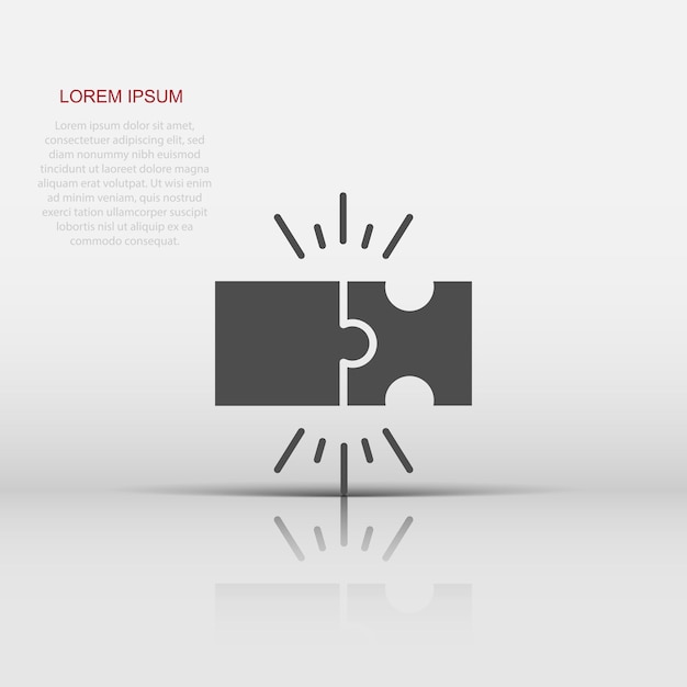 Puzzel compatibel pictogram in platte stijl Jigsaw overeenkomst vectorillustratie op witte geïsoleerde achtergrond Samenwerking oplossing bedrijfsconcept