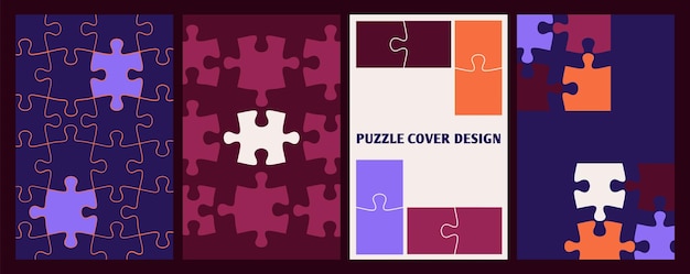 Puzzel covers zakelijke posters sjabloon stukjes puzzels compleet samenwerking of samenwerking metafoor teamwerk vector achtergrond