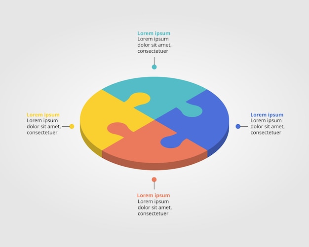 puzzel grafiek cirkel grafieksjabloon voor infographic voor presentatie voor 4 elementen