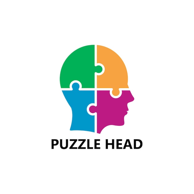 Puzzel hoofd Logo sjabloonontwerp