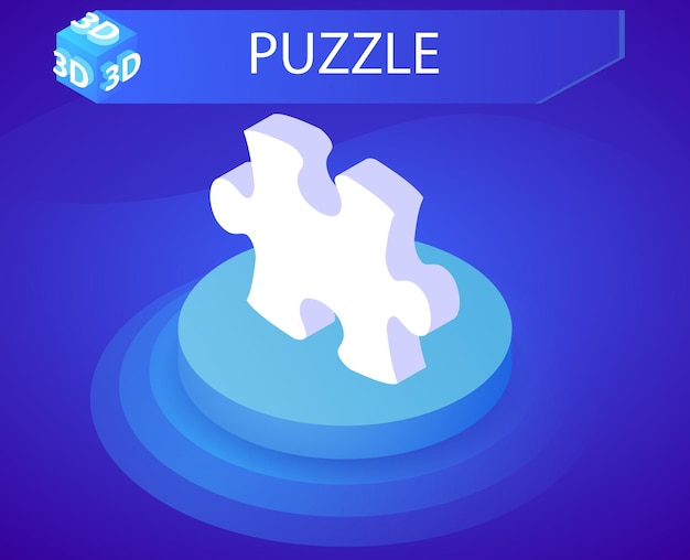 Puzzel isometrisch ontwerppictogram Vector web illustratie 3d kleurrijk concept