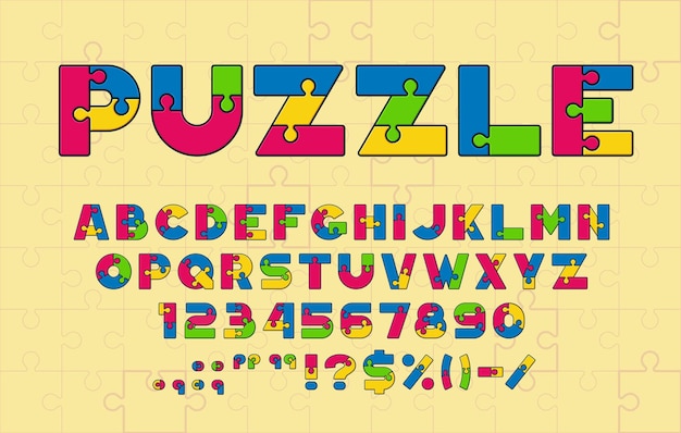 Puzzel lettertype of type puzzel lettertype alfabet