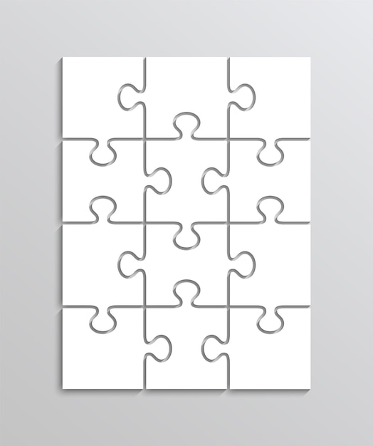 Puzzel met 12 stukjes staande oriëntatie Jigsaw overzichtsraster 4x3 elementen Moderne puzzel